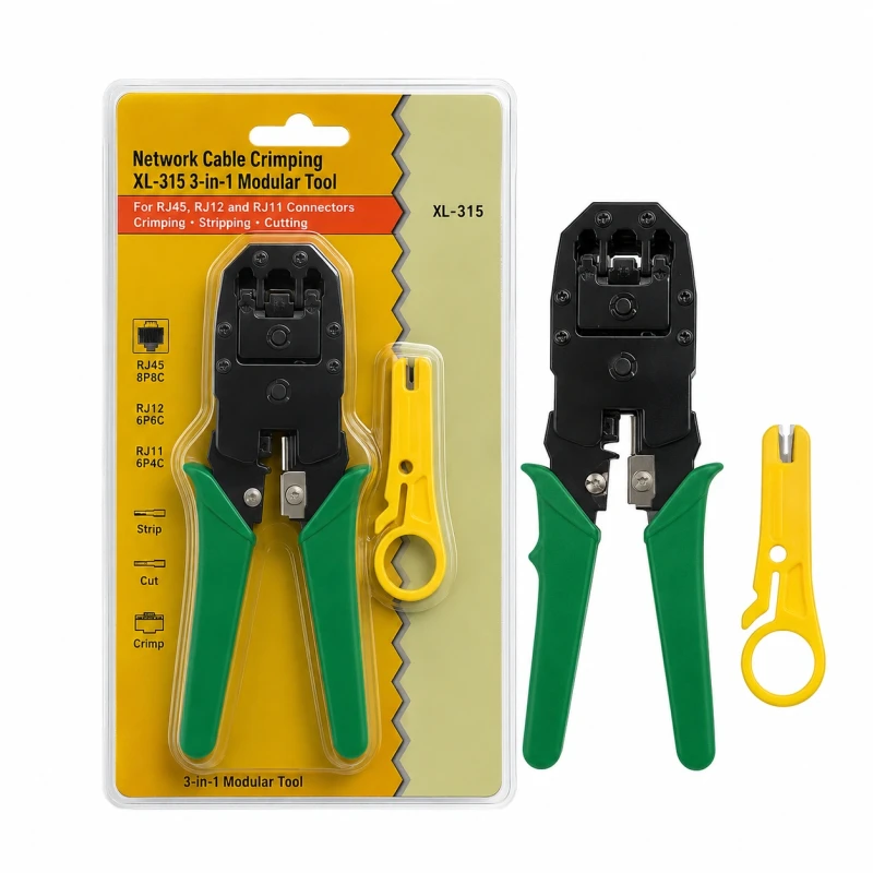 Network Cable Crimping XL-315 3-in-1 Modular Tool for RJ45, RJ12 and RJ11 Connectors (crimper)